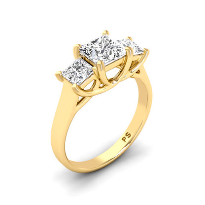 0.50-0.75 CT Princess Cut Diamonds - Three Stone Ring