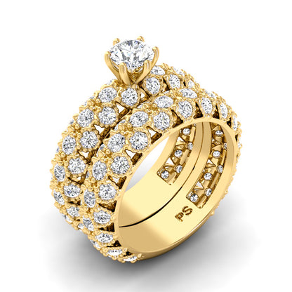 3.35-4.50 CT Round Cut Diamonds - Bridal Set