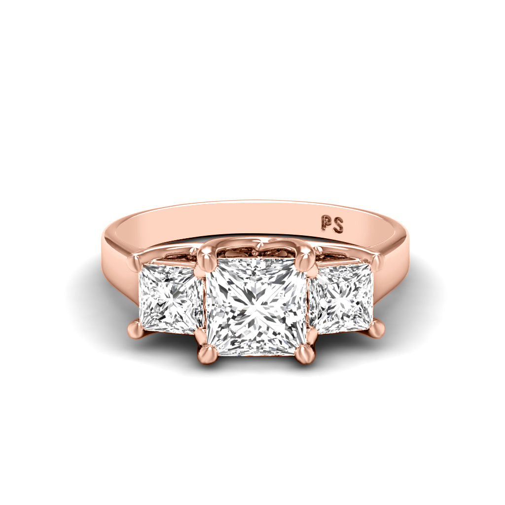0.50-0.75 CT Princess Cut Diamonds - Three Stone Ring