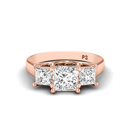 0.50-0.75 CT Princess Cut Diamonds - Three Stone Ring