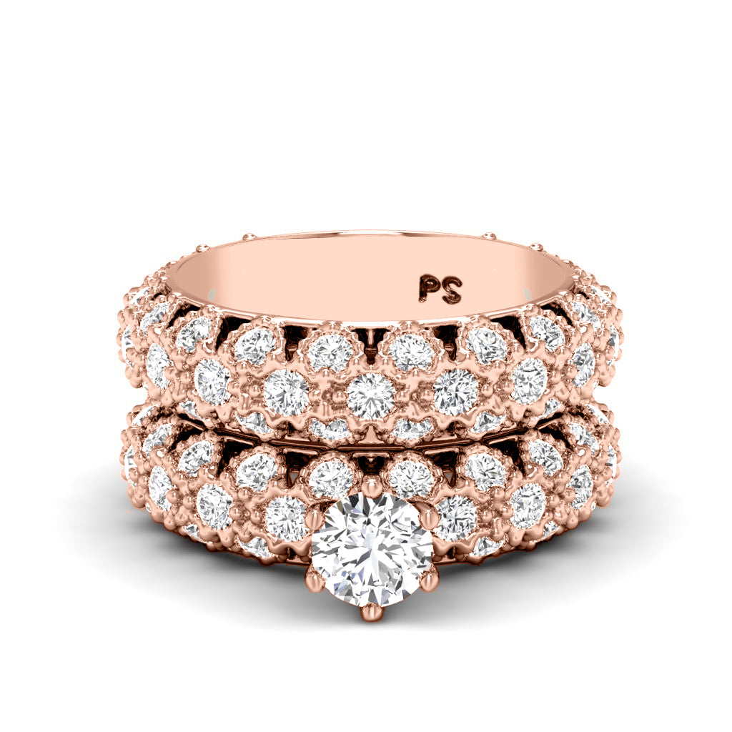 3.35-4.50 CT Round Cut Diamonds - Bridal Set