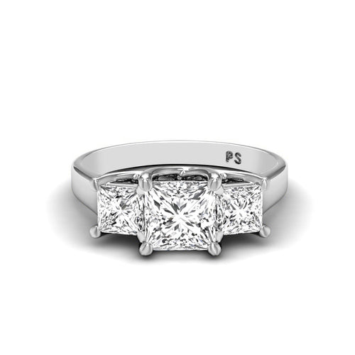 0.50 - 0.75 CT Princess Cut Lab Grown Diamonds - Three Stone Ring - Primestyle.com