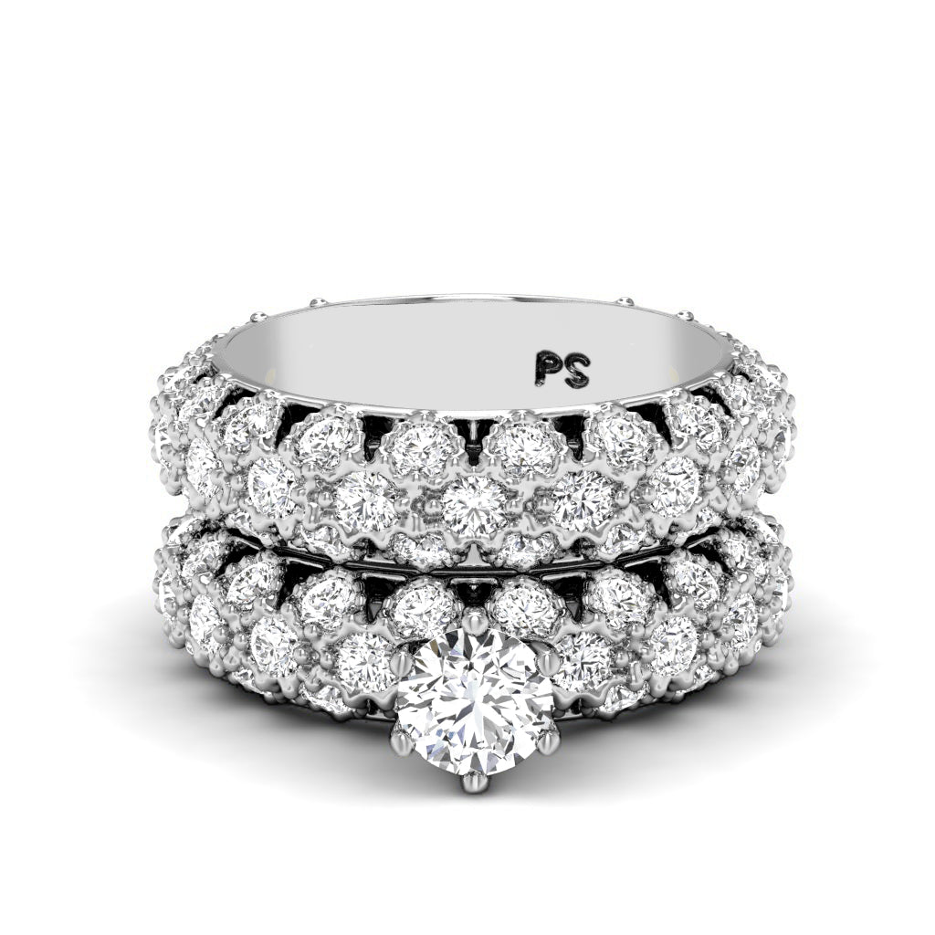 3.35-4.50 CT Round Cut Diamonds - Bridal Set