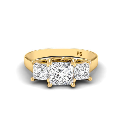 0.50-0.75 CT Princess Cut Diamonds - Three Stone Ring