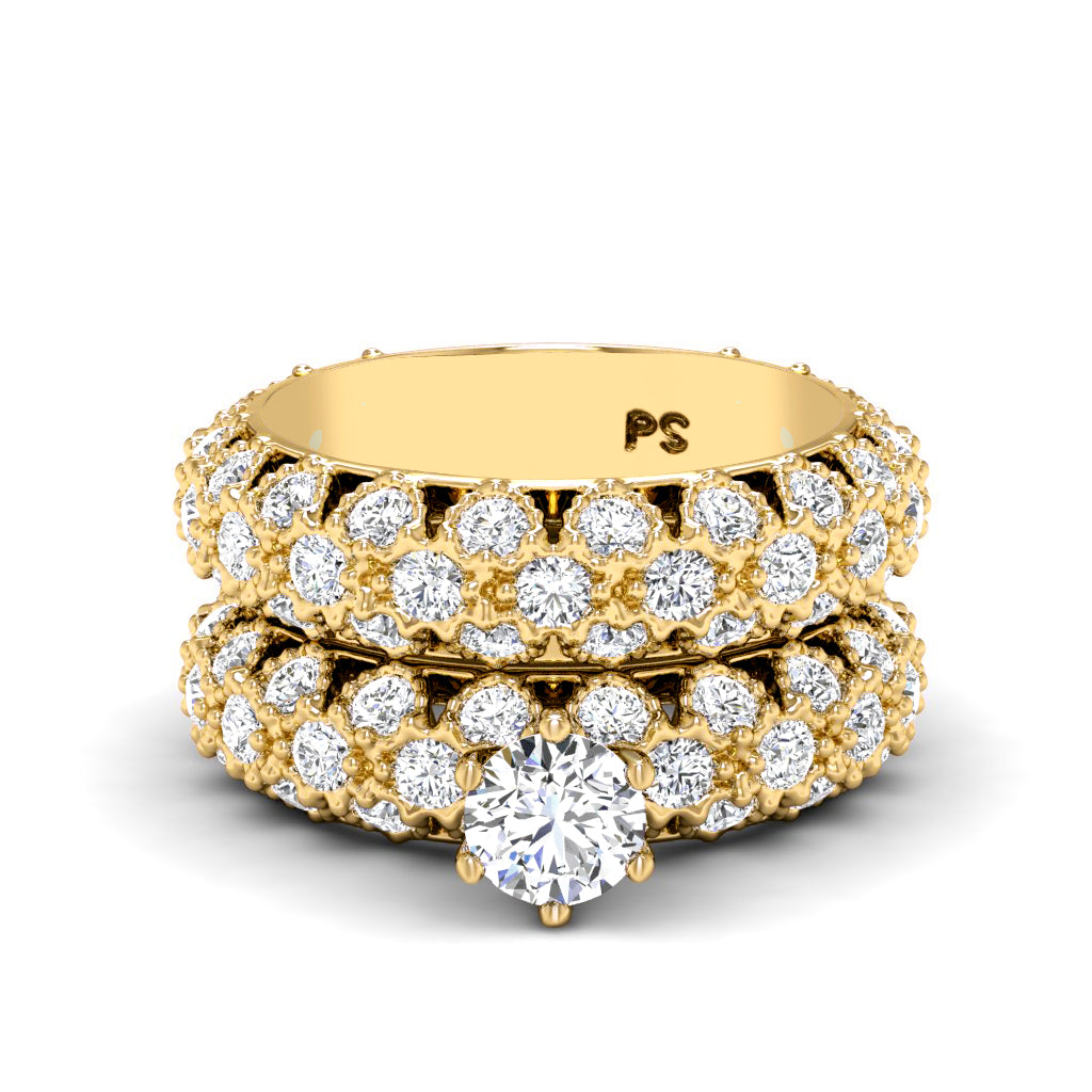 3.35-4.50 CT Round Cut Diamonds - Bridal Set