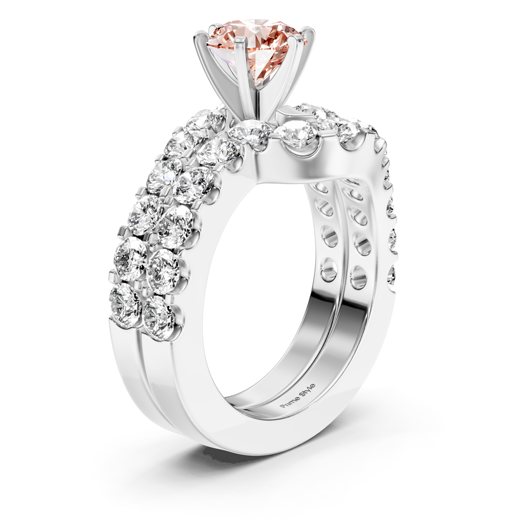 3.60-6.60 CT Round Cut Fancy Pink Diamonds - Bridal Set