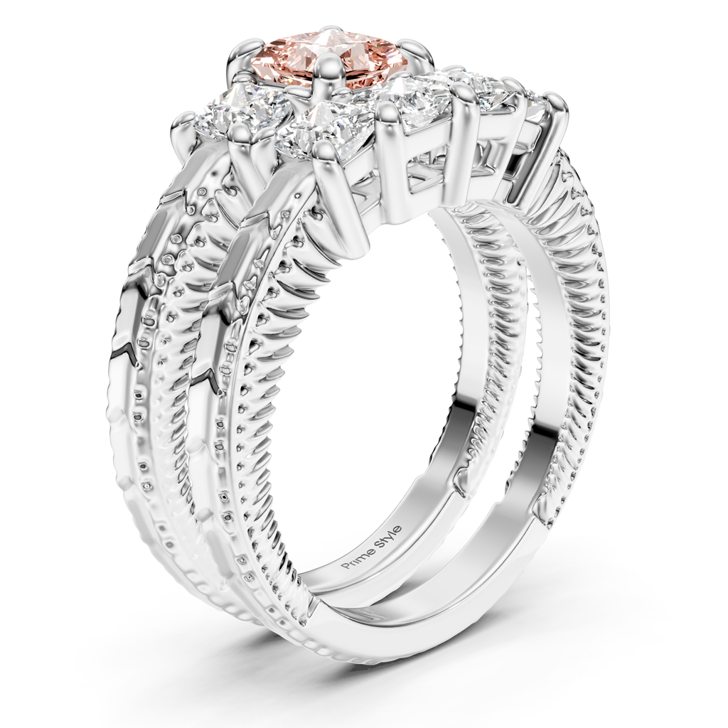 2.25-5.25 CT Princess Cut Fancy Pink Diamonds - Bridal Set