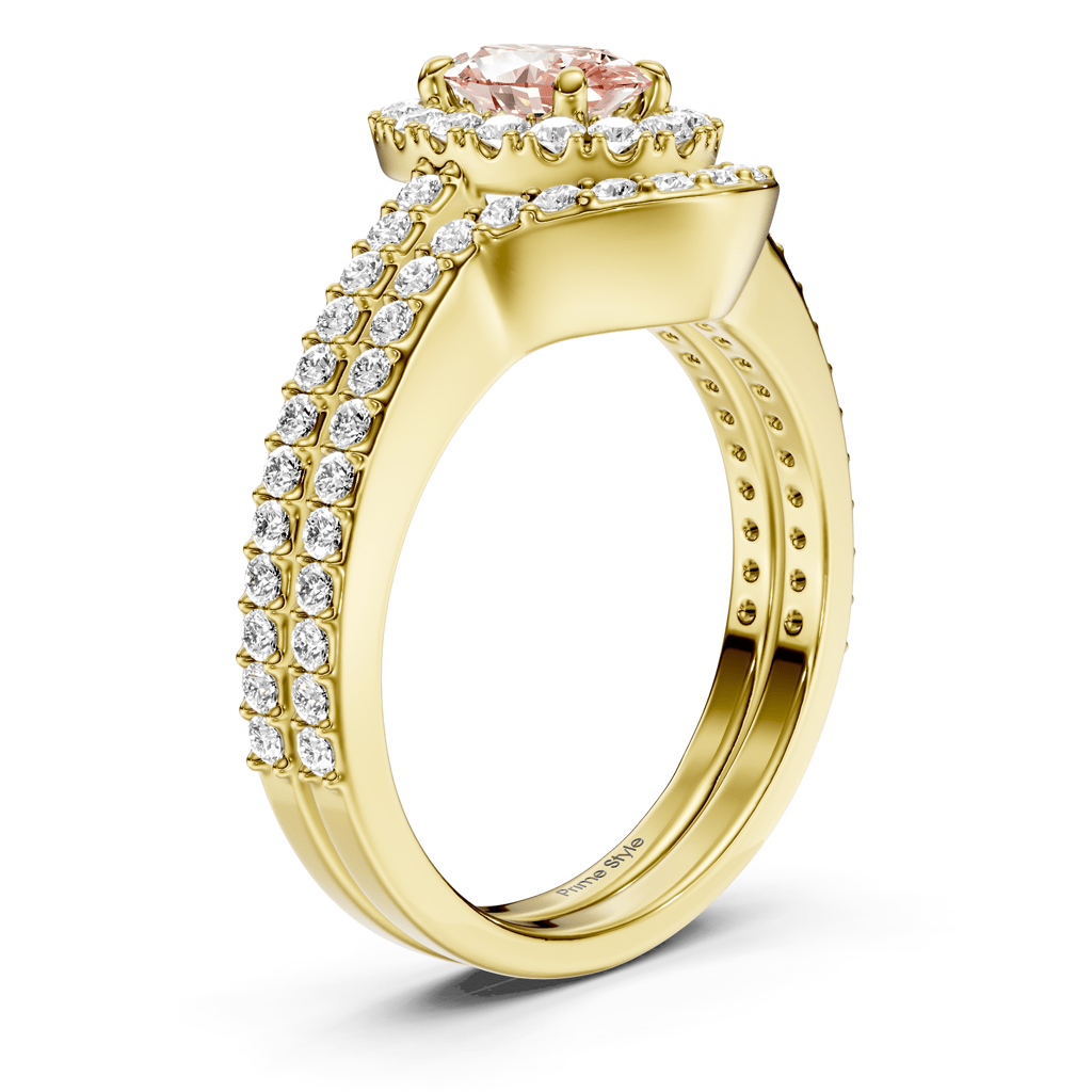 1.75-4.75 CT Oval &amp; Round Cut Fancy Pink Diamonds - Bridal Set - Primestyle.com