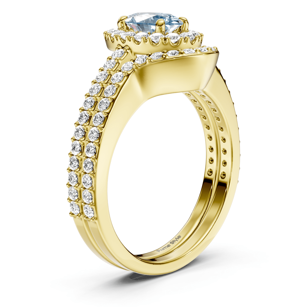 1.75-4.75 CT Oval &amp; Round Cut Fancy Blue Diamonds - Bridal Set - Primestyle.com