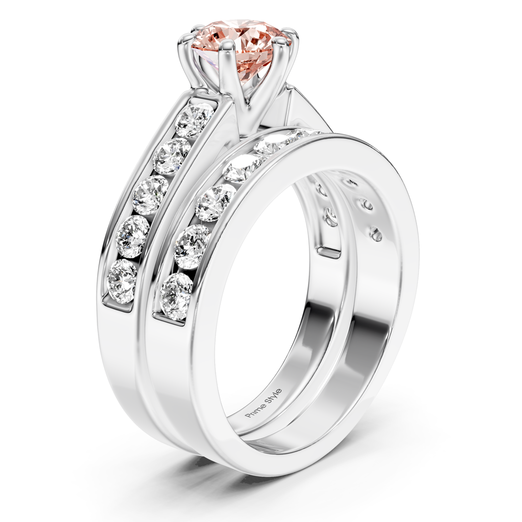 2.45-5.45 CT Princess &amp; Round Cut Fancy Pink Diamonds - Bridal Set