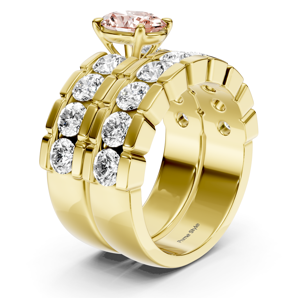 3.25-6.25 CT Oval &amp; Round Cut Fancy Pink Diamonds - Bridal Set