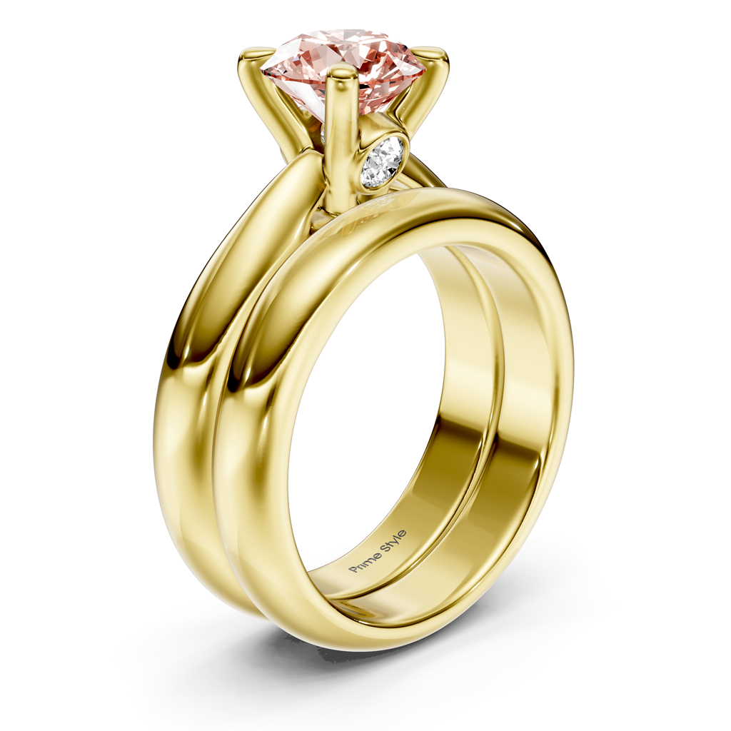 1.10-4.10 CT Round Cut Fancy Pink Diamonds - Bridal Set