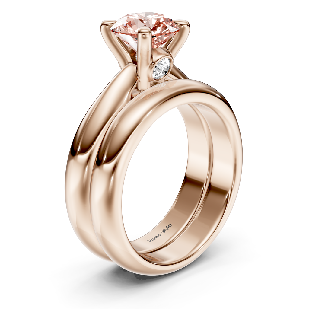 1.10-4.10 CT Round Cut Fancy Pink Diamonds - Bridal Set