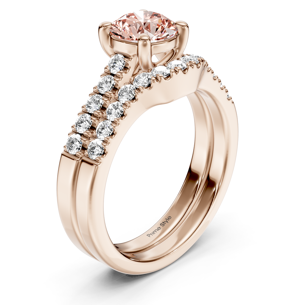 1.55-4.55 CT Princess &amp; Round Cut Fancy Pink Diamonds - Bridal Set