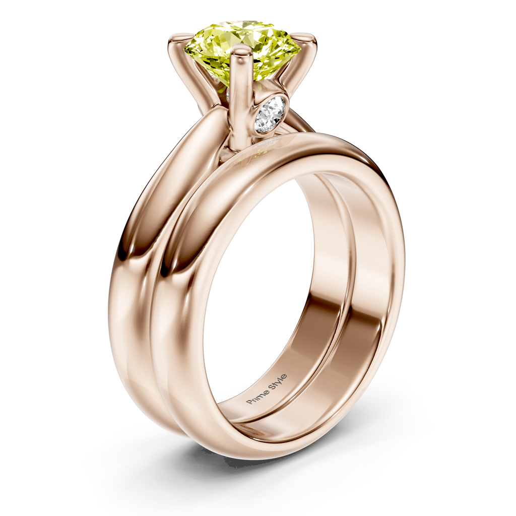 1.10-4.10 CT Round Cut Fancy Yellow Diamonds - Bridal Set - Primestyle.com