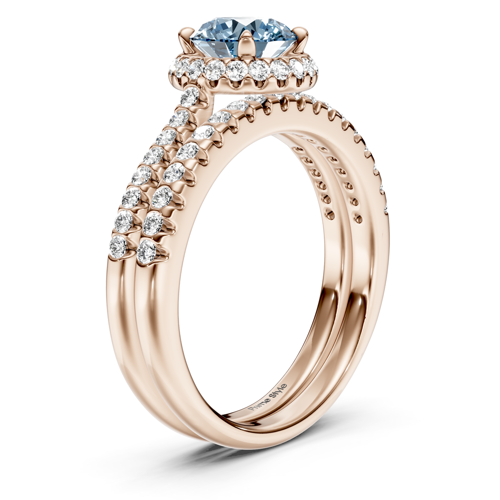 1.50-4.50 CT Round Cut Fancy Blue Diamonds - Bridal Set