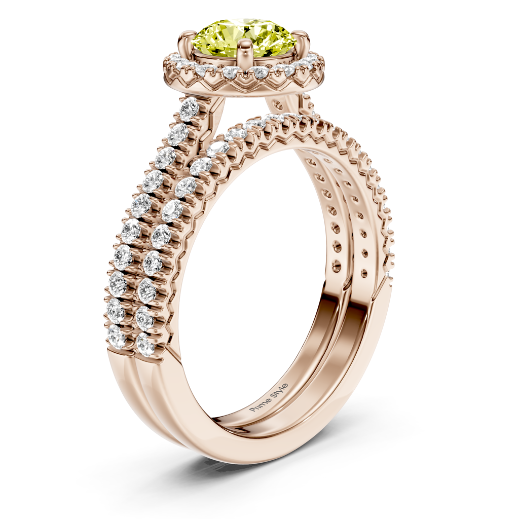 1.70-4.70 CT Round Cut Fancy Yellow Diamonds - Bridal Set