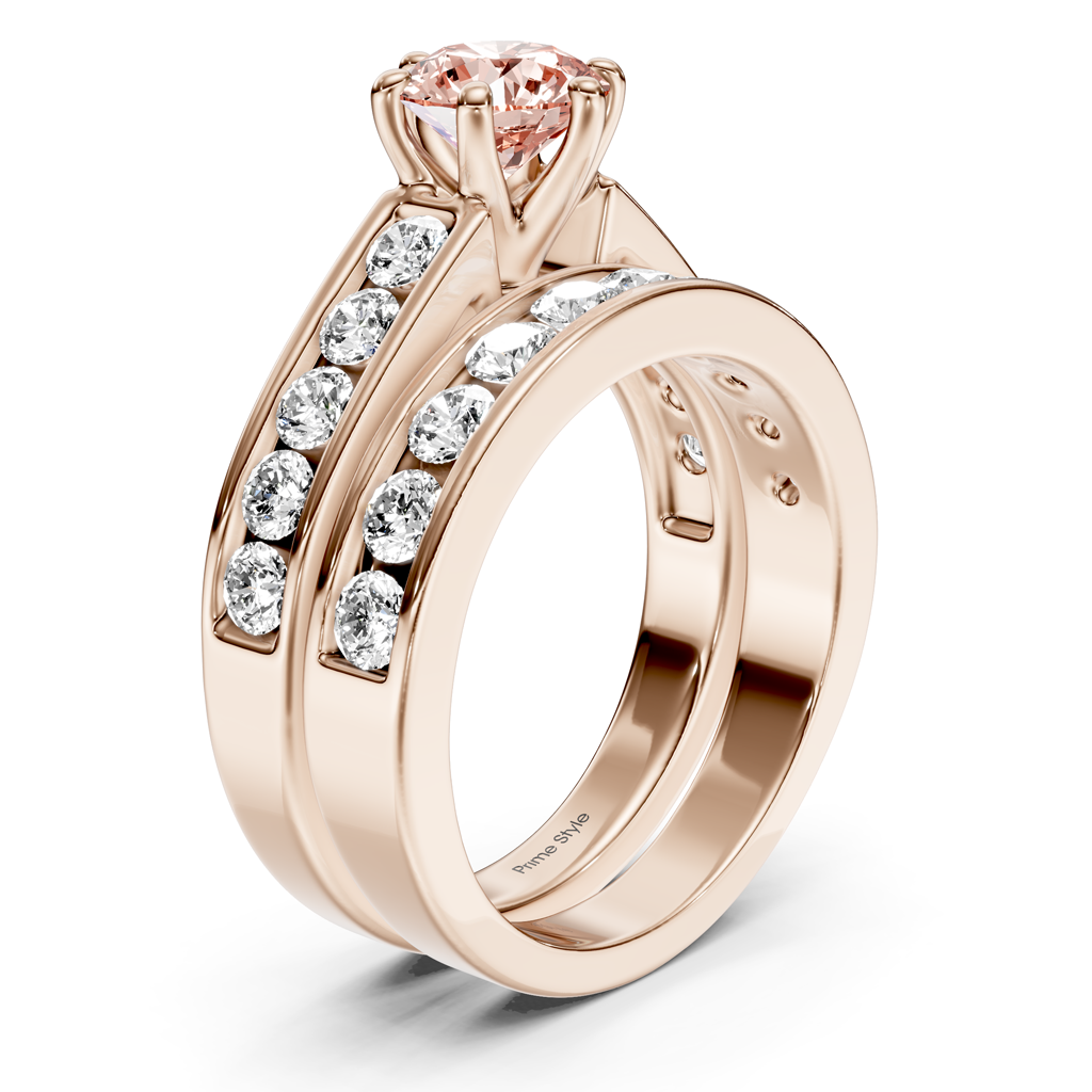 2.45-5.45 CT Princess &amp; Round Cut Fancy Pink Diamonds - Bridal Set