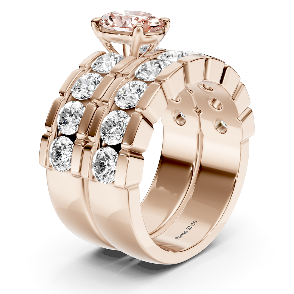 3.25-6.25 CT Oval &amp; Round Cut Fancy Pink Diamonds - Bridal Set