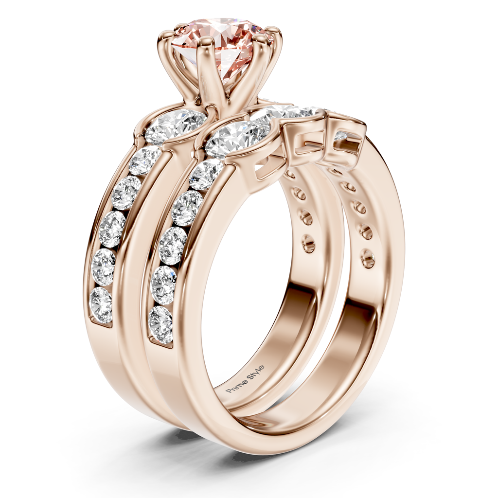 2.95-5.95 CT Round Cut Fancy Pink Diamonds - Bridal Set