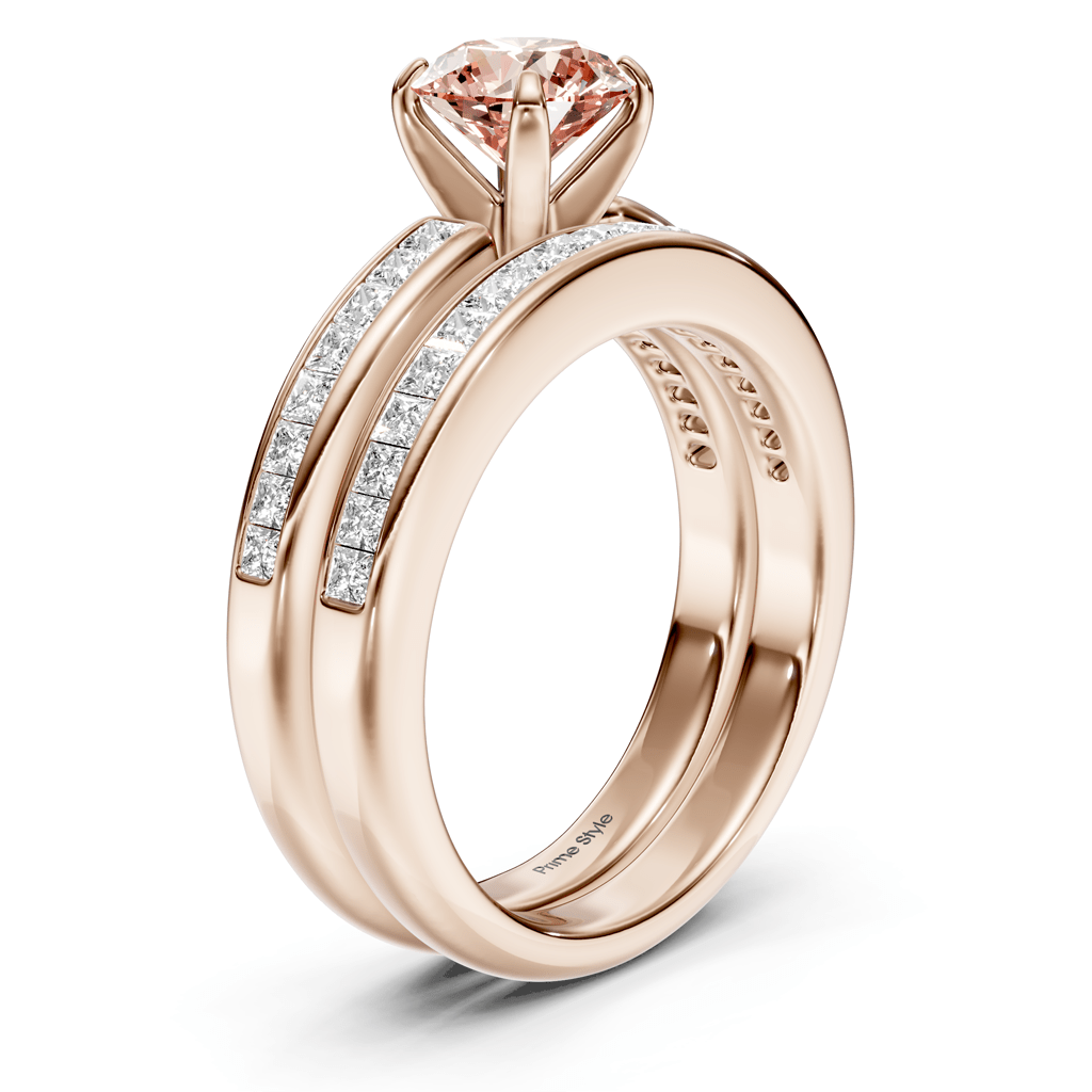 1.85-4.85 CT Princess &amp; Round Cut Fancy Pink Diamonds - Bridal Set - Primestyle.com