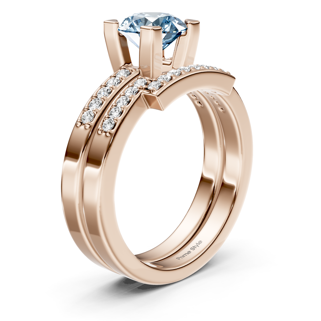 1.25-4.25 CT Round Cut Fancy Blue Diamonds - Bridal Set