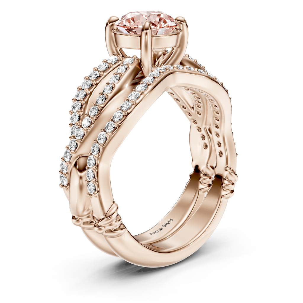 1.35-4.35 CT Round Cut Fancy Pink Diamonds - Bridal Set