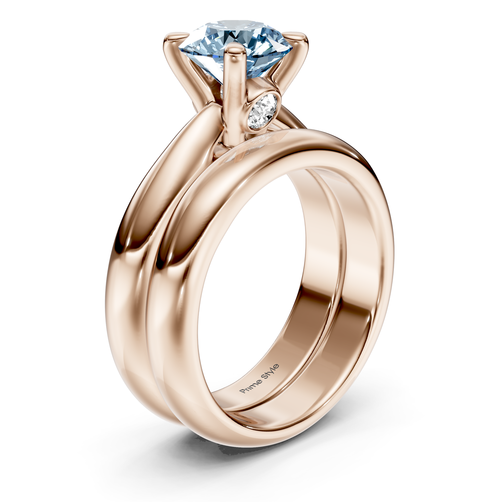 1.10-4.10 CT Round Cut Fancy Blue Diamonds - Bridal Set