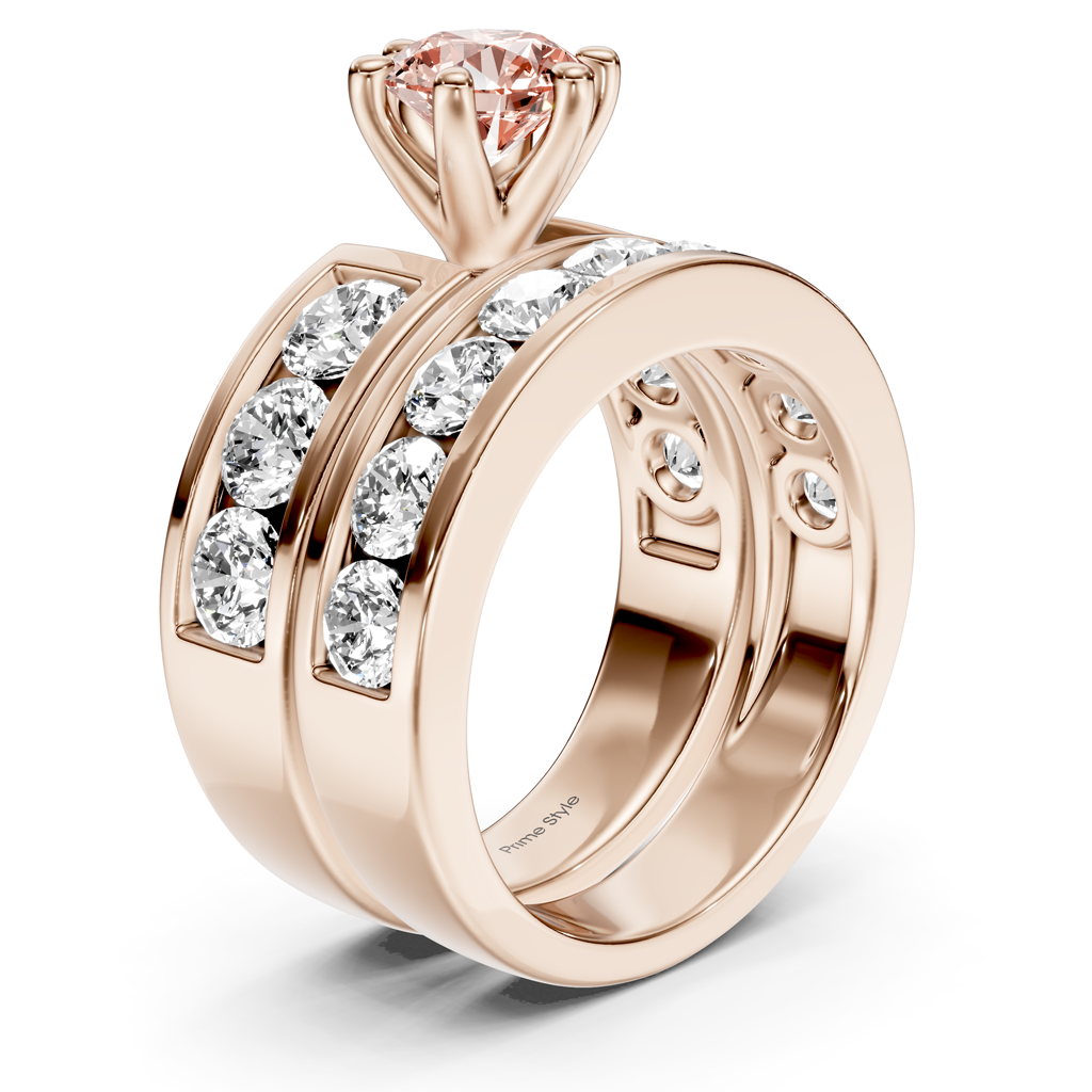 3.85-6.85 CT Round Cut Fancy Pink Diamonds - Bridal Set