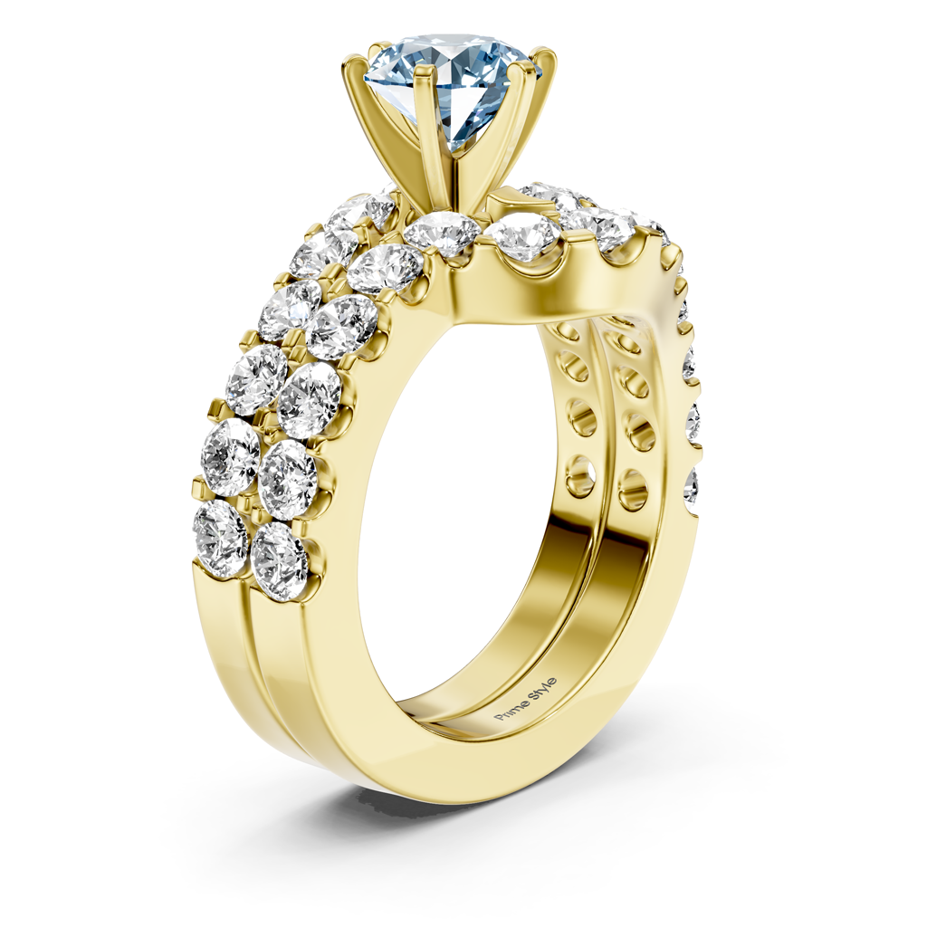 3.60-6.60 CT Round Cut Fancy Blue Diamonds - Bridal Set