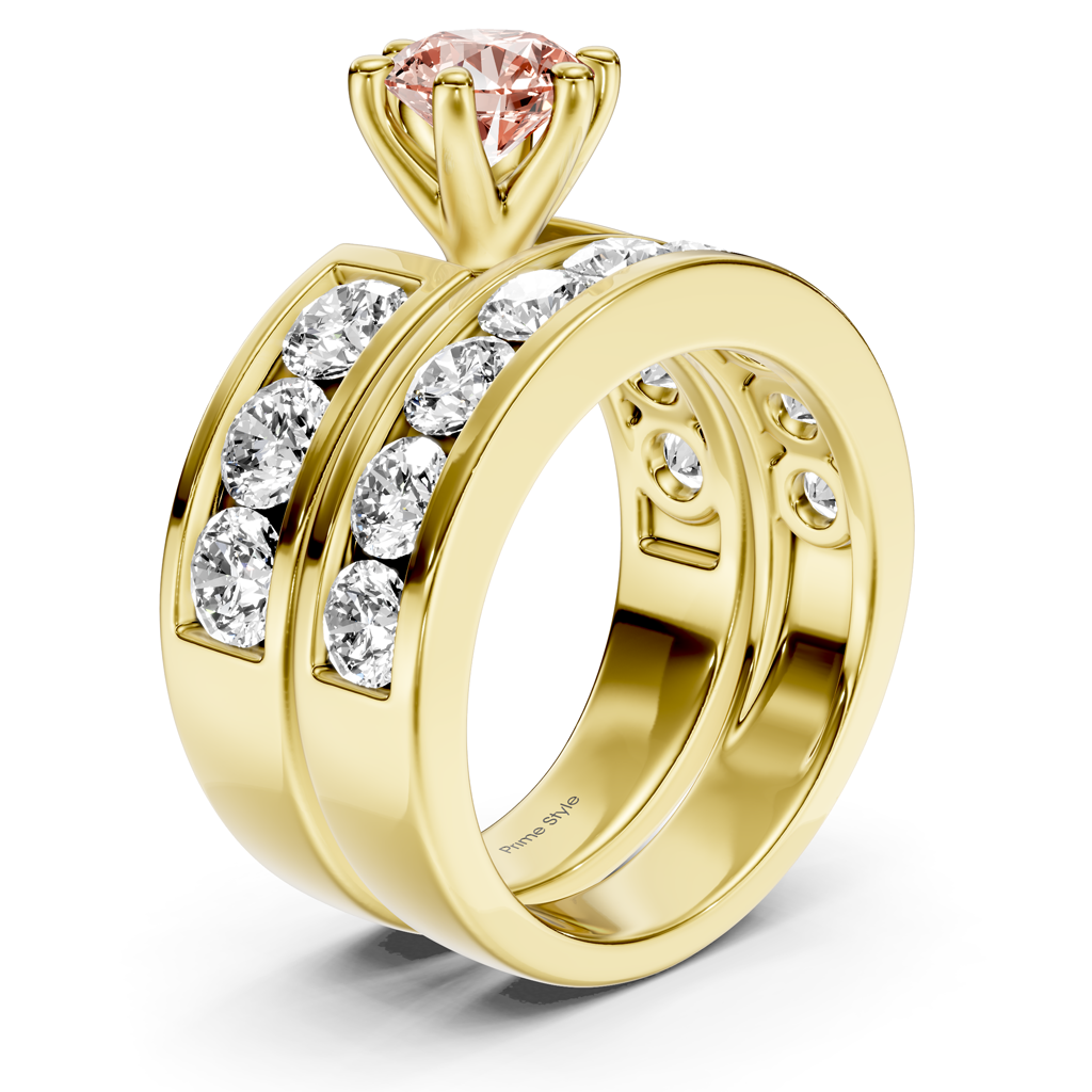 3.85-6.85 CT Round Cut Fancy Pink Diamonds - Bridal Set