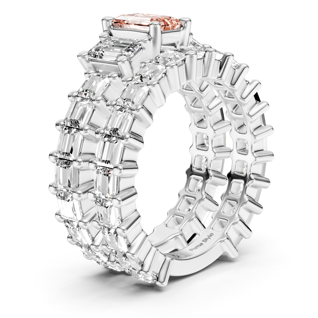 5.70-8.70 CT Emerald &amp; Princess Cut Fancy Pink Diamonds - Bridal Set