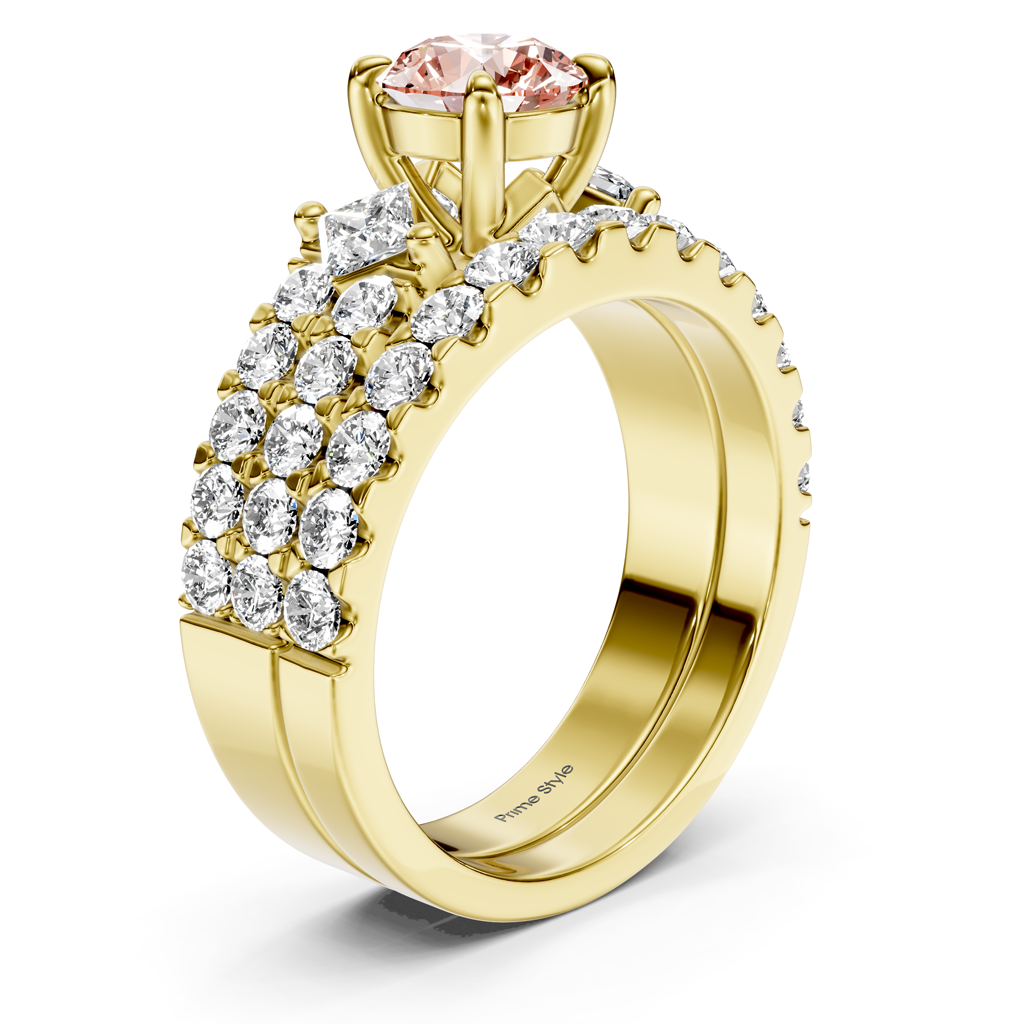 2.55-5.55 CT Princess &amp; Round Cut Fancy Pink Diamonds - Bridal Set