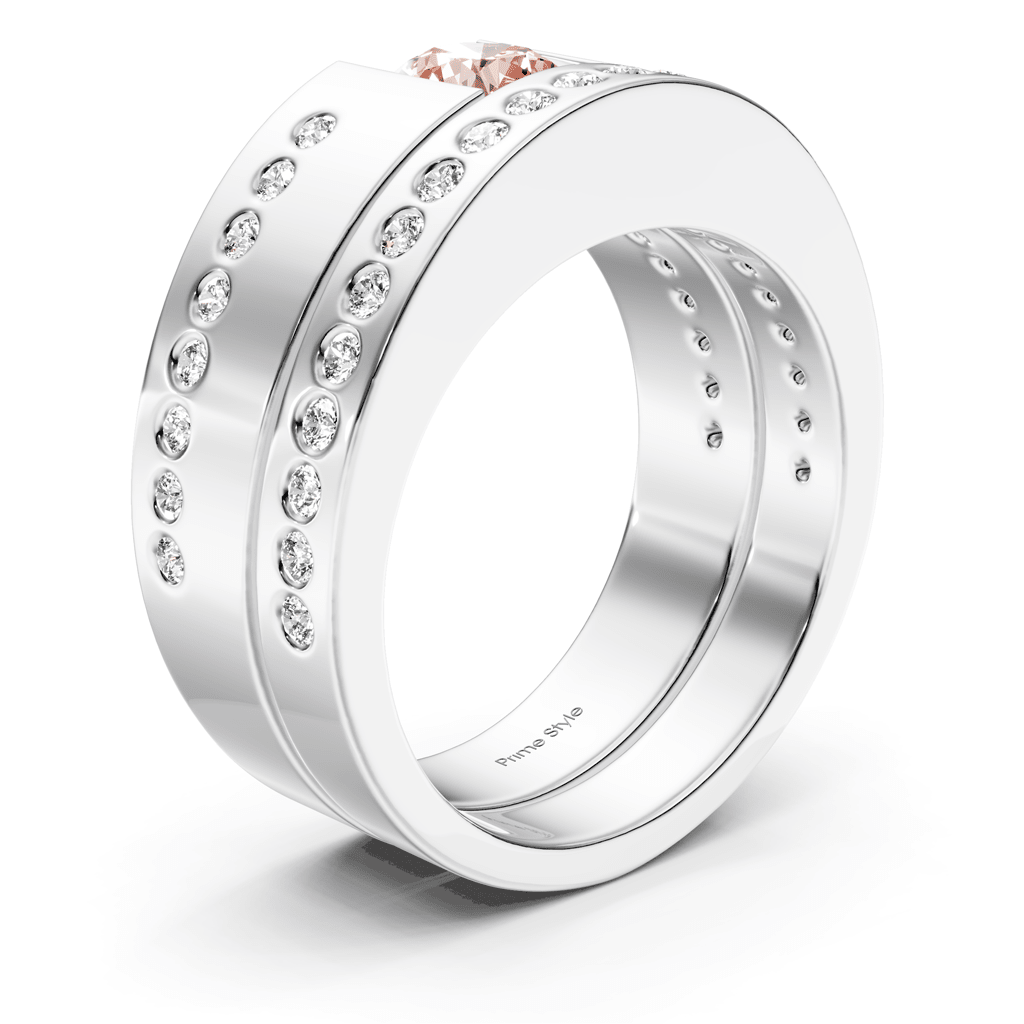 1.45-4.45 CT Round Cut Fancy Pink Diamonds - Bridal Set - Primestyle.com