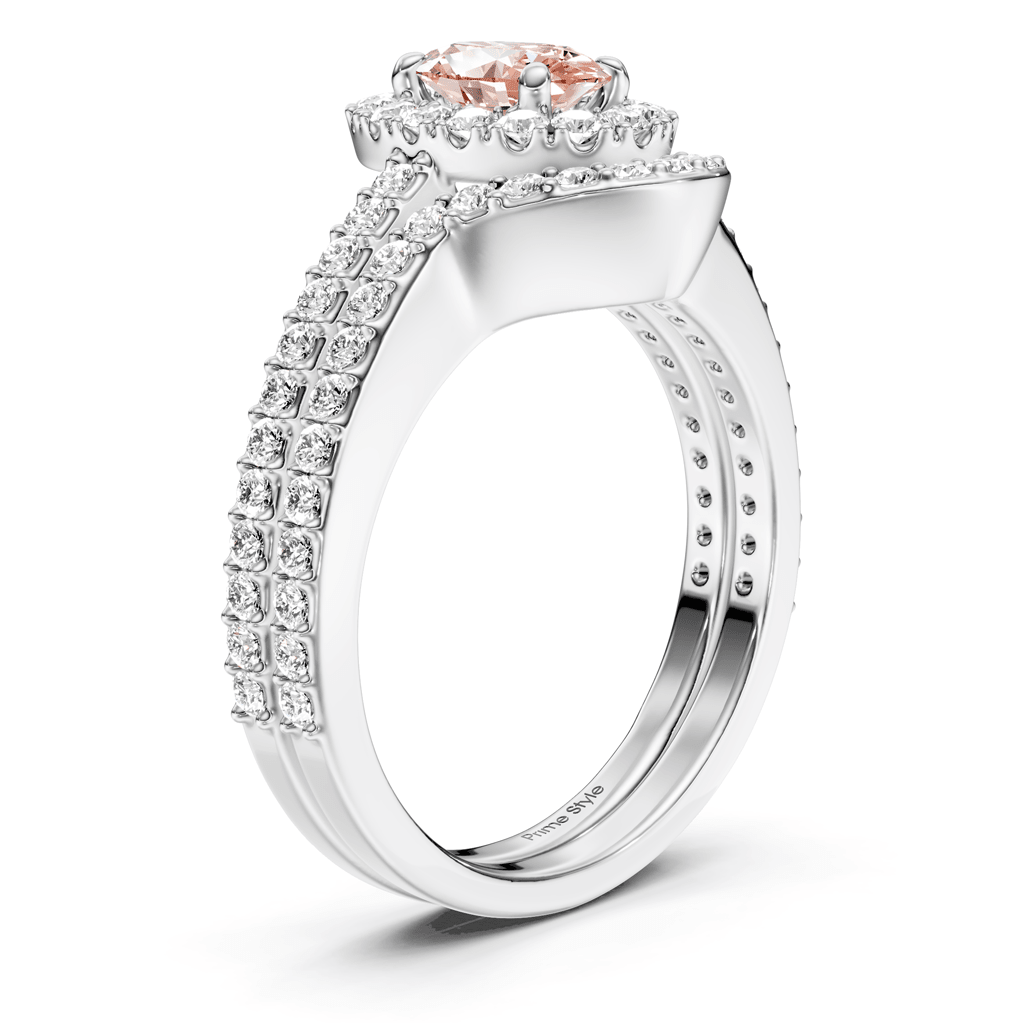 1.75-4.75 CT Oval &amp; Round Cut Fancy Pink Diamonds - Bridal Set - Primestyle.com