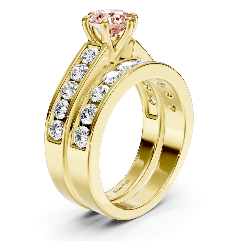 2.45-5.45 CT Princess &amp; Round Cut Fancy Pink Diamonds - Bridal Set