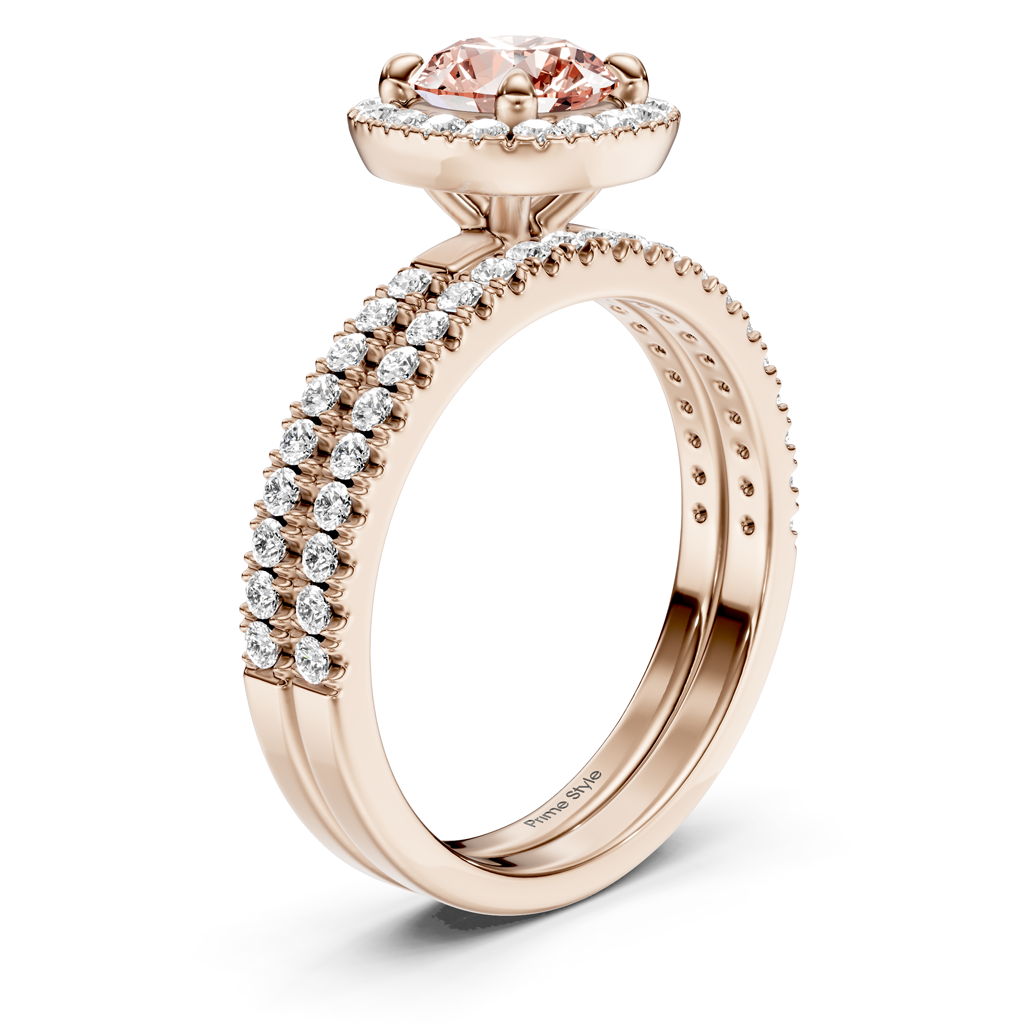 1.65-4.65 CT Round Cut Fancy Pink Diamonds - Bridal Set