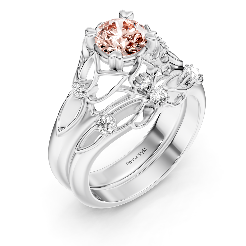 1.20-4.20 CT Round Cut Fancy Pink Diamonds - Bridal Set