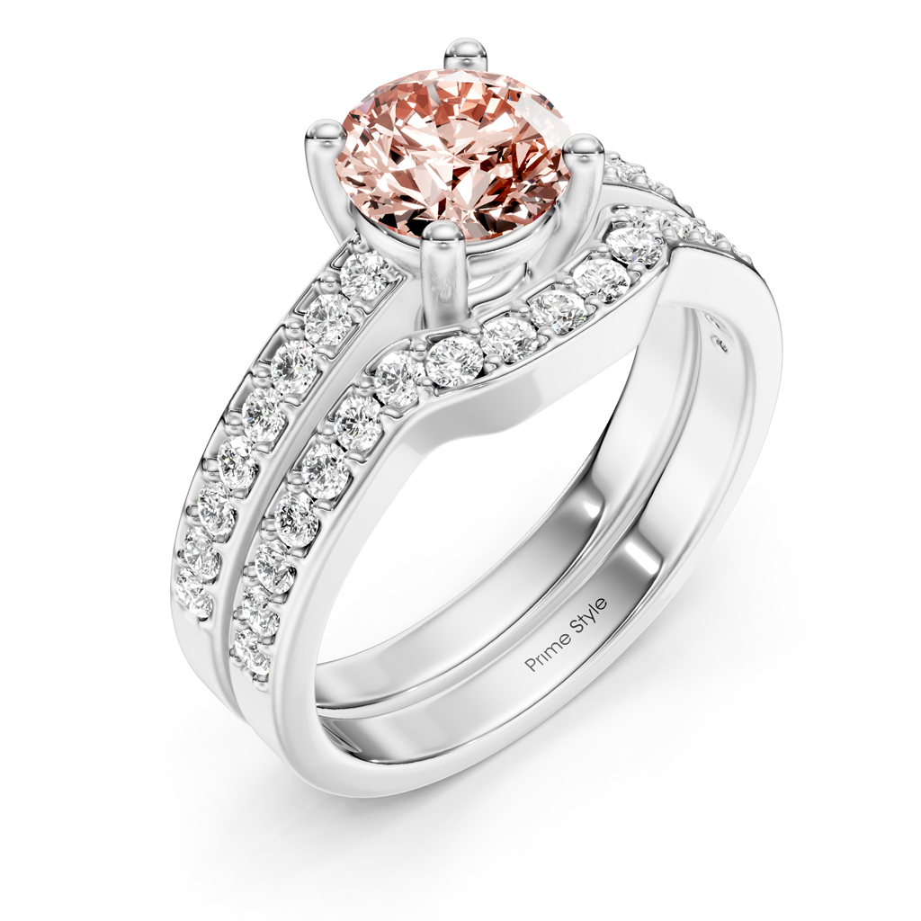 1.50-4.50 CT Round Cut Fancy Pink Diamonds - Bridal Set