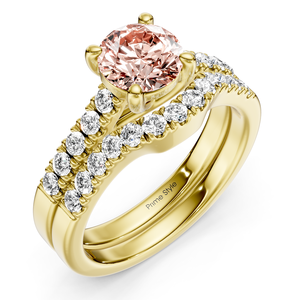 1.55-4.55 CT Princess &amp; Round Cut Fancy Pink Diamonds - Bridal Set