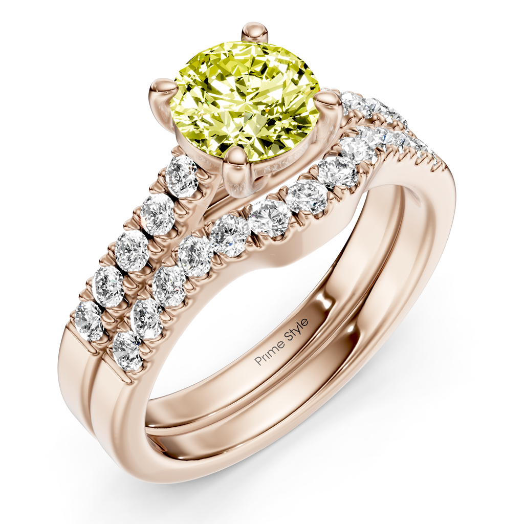 1.55-4.55 CT Princess &amp; Round Cut Fancy Yellow Diamonds - Bridal Set