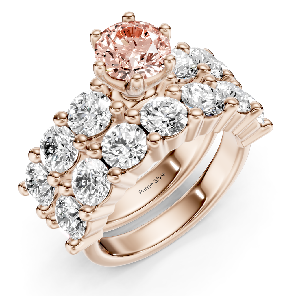 4.60-7.60 CT Princess &amp; Round Cut Fancy Pink Diamonds - Bridal Set