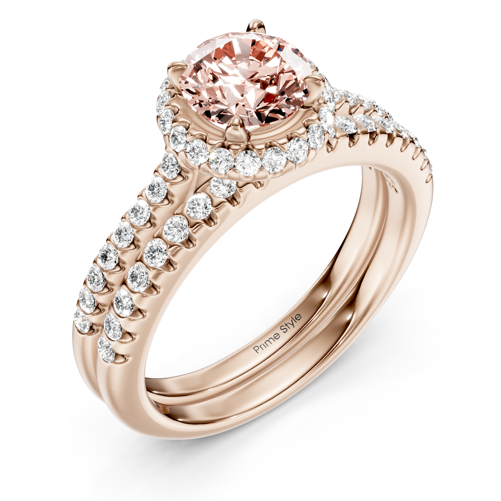 1.50-4.50 CT Round Cut Fancy Pink Diamonds - Bridal Set