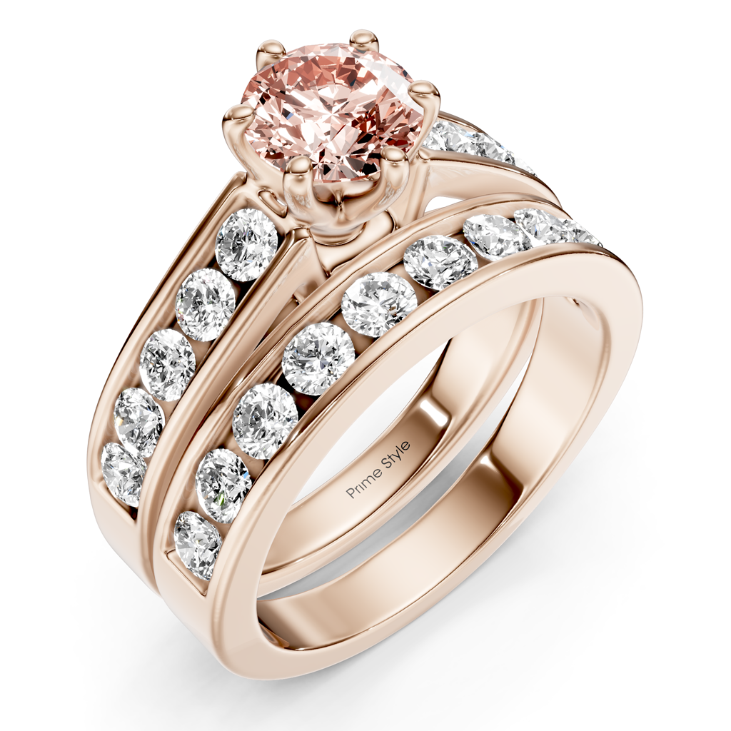 2.45-5.45 CT Princess &amp; Round Cut Fancy Pink Diamonds - Bridal Set