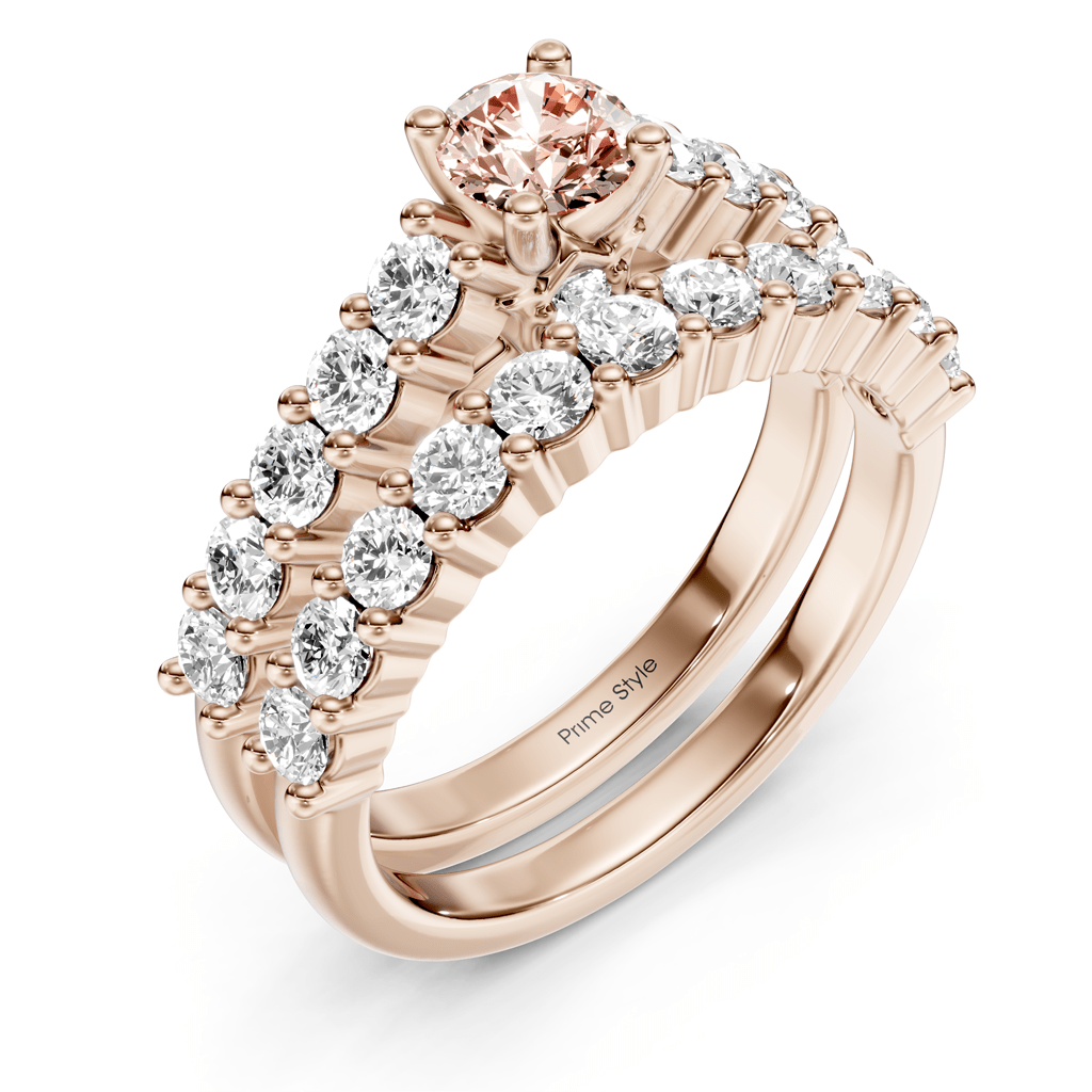 1.75-4.75 CT Round Cut Fancy Pink Diamonds - Bridal Set - Primestyle.com