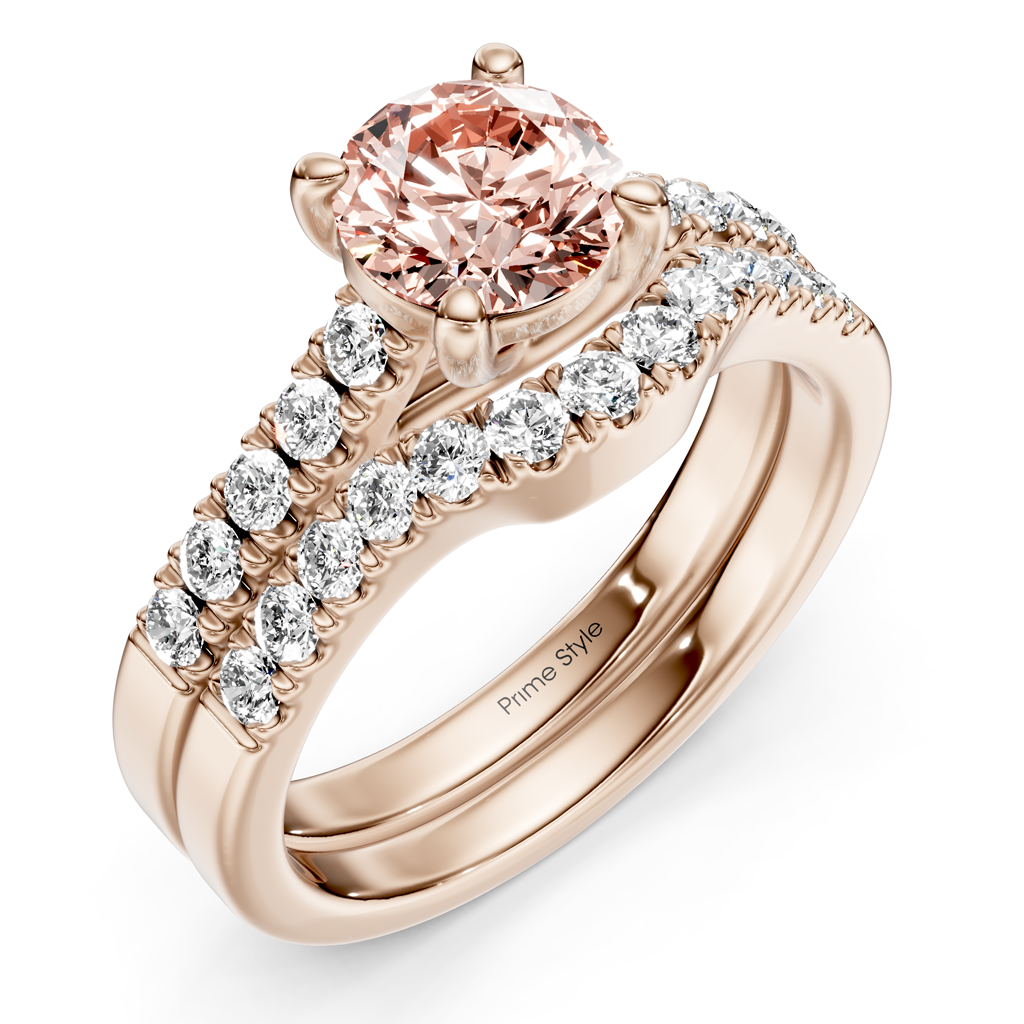 1.55-4.55 CT Princess &amp; Round Cut Fancy Pink Diamonds - Bridal Set