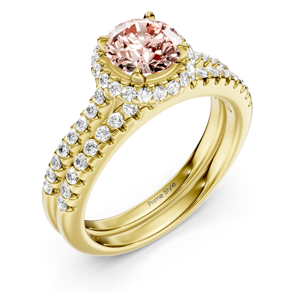 1.50-4.50 CT Round Cut Fancy Pink Diamonds - Bridal Set