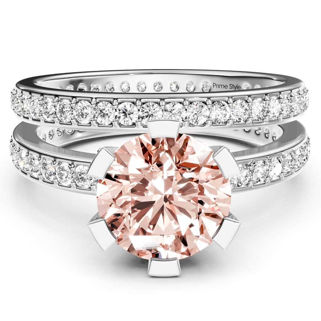 2.00-5.00 CT Round Cut Fancy Pink Diamonds - Bridal Set