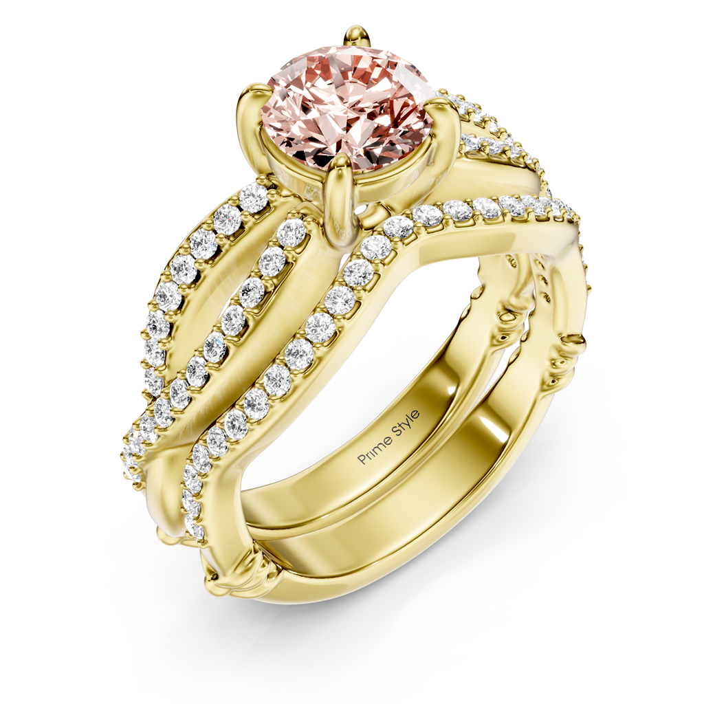 1.35-4.35 CT Round Cut Fancy Pink Diamonds - Bridal Set