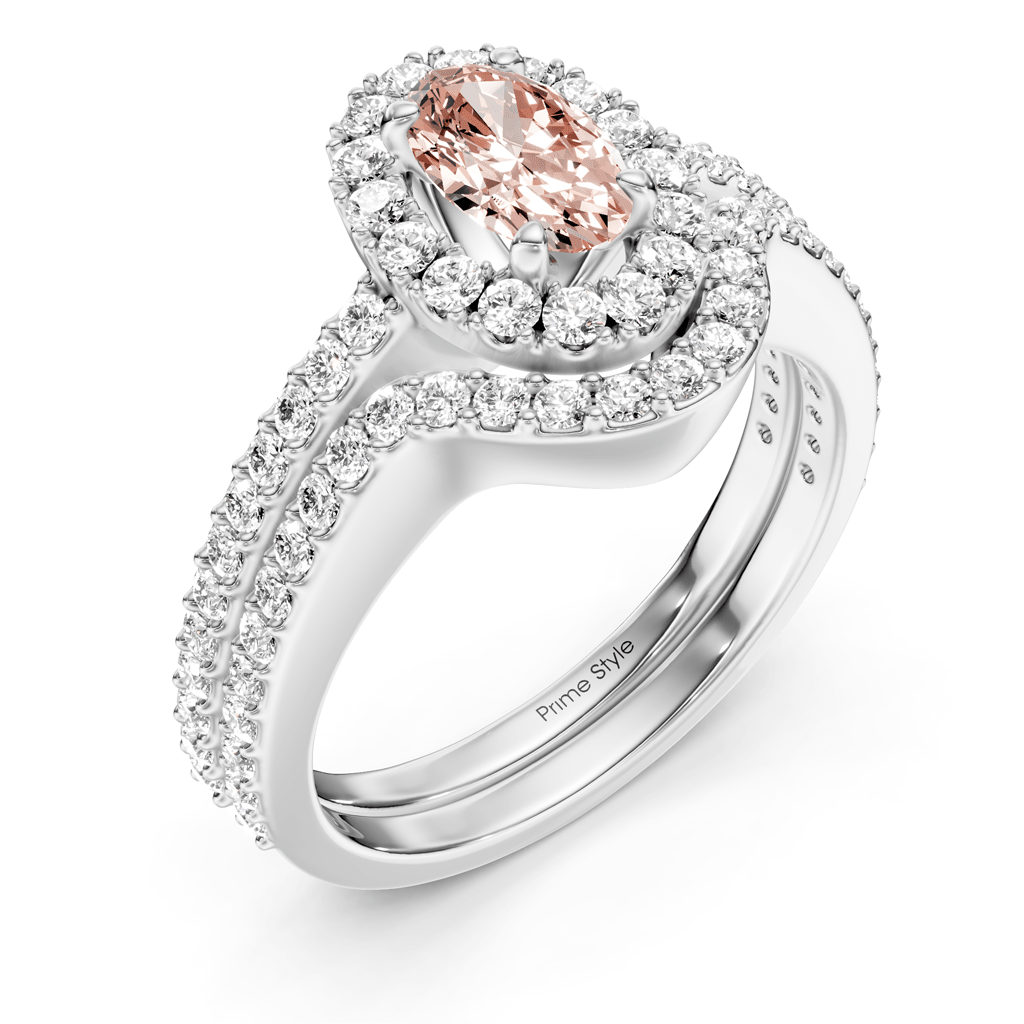1.75-4.75 CT Oval &amp; Round Cut Fancy Pink Diamonds - Bridal Set - Primestyle.com